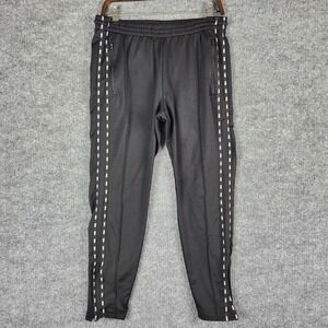 PINK Victoria's Secret Black Track Pants Logo Tape Side Stripe Ankle Zip Large